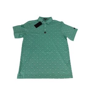 Bad Birdie Aim Point Dusty Jade Men's Pique Polo Golf Shirt NWT Size Large L
